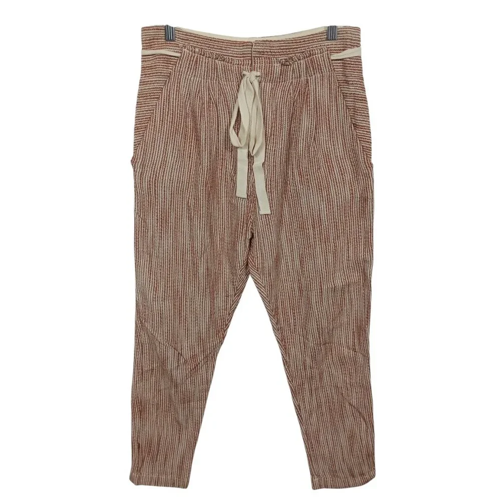 Free People Pants Womens 4 Cropped Boho Chinos Beach Chic Travel Lagenlook - Picture 1 of 6